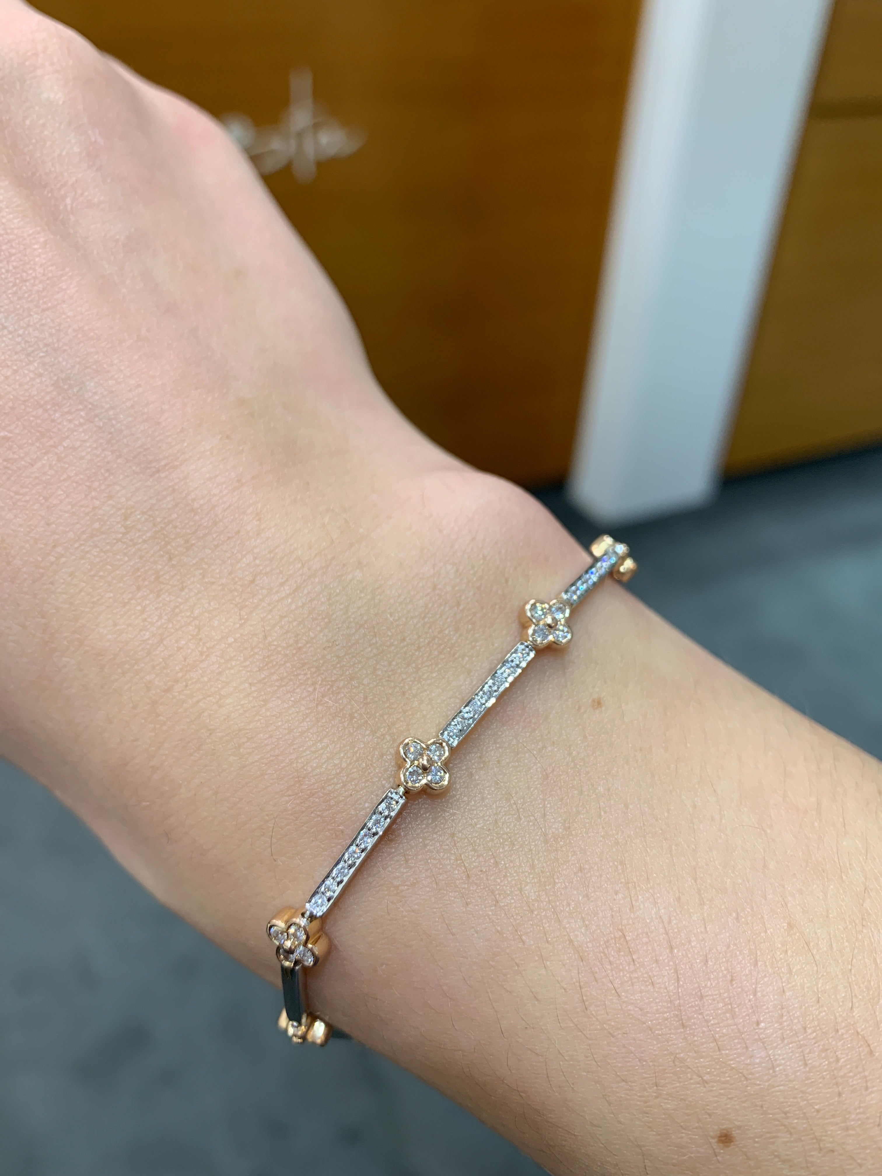 Diamond Clover Link Bracelet