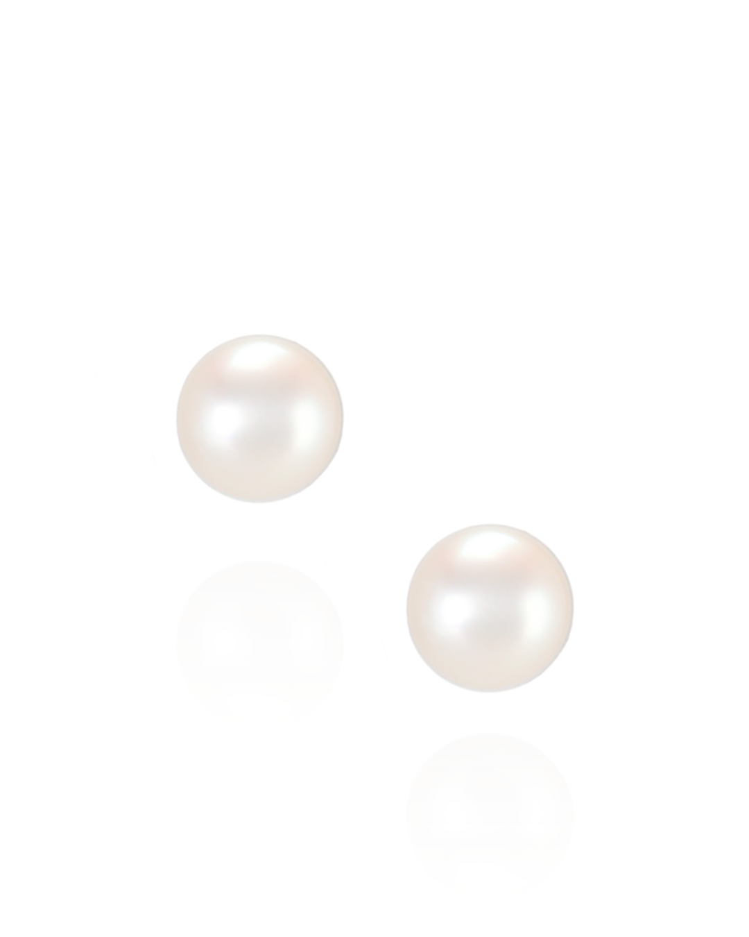 Pair of Japanese Akoya Pearl stud earrings  set in White Gold, on a white background. Zappacosta Jewels 