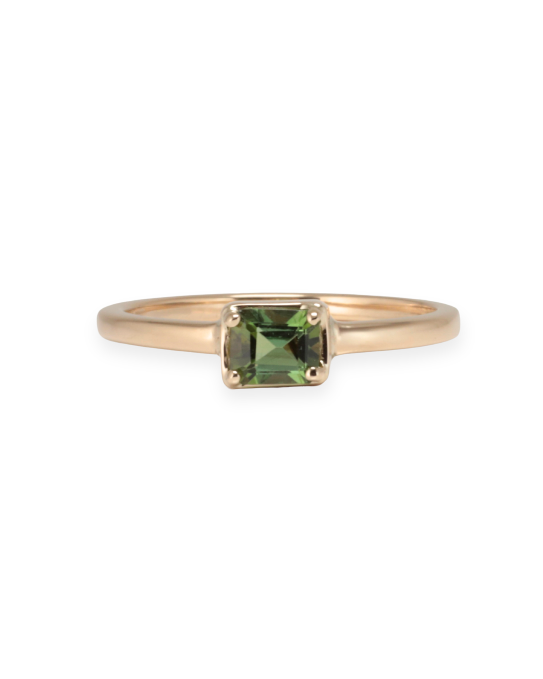 Gold ring with a green Tourmaline gemstone on a white background Zappacosta Jewels
