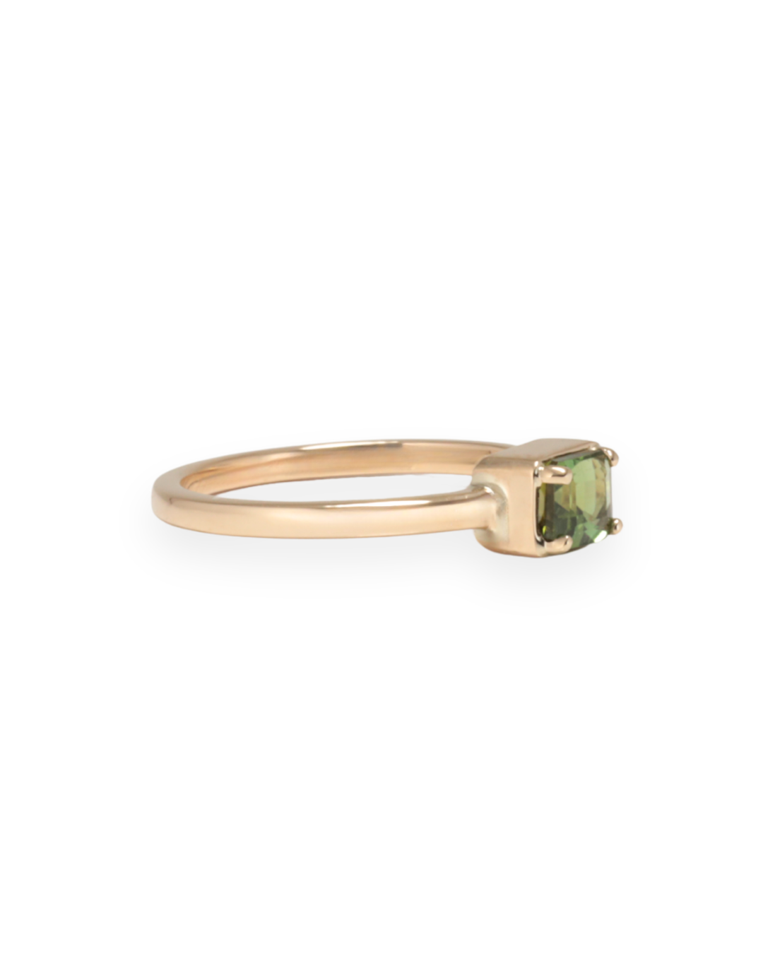 Gold ring with a green tourmaline gemstone on a white background Zappacosta Jewels
