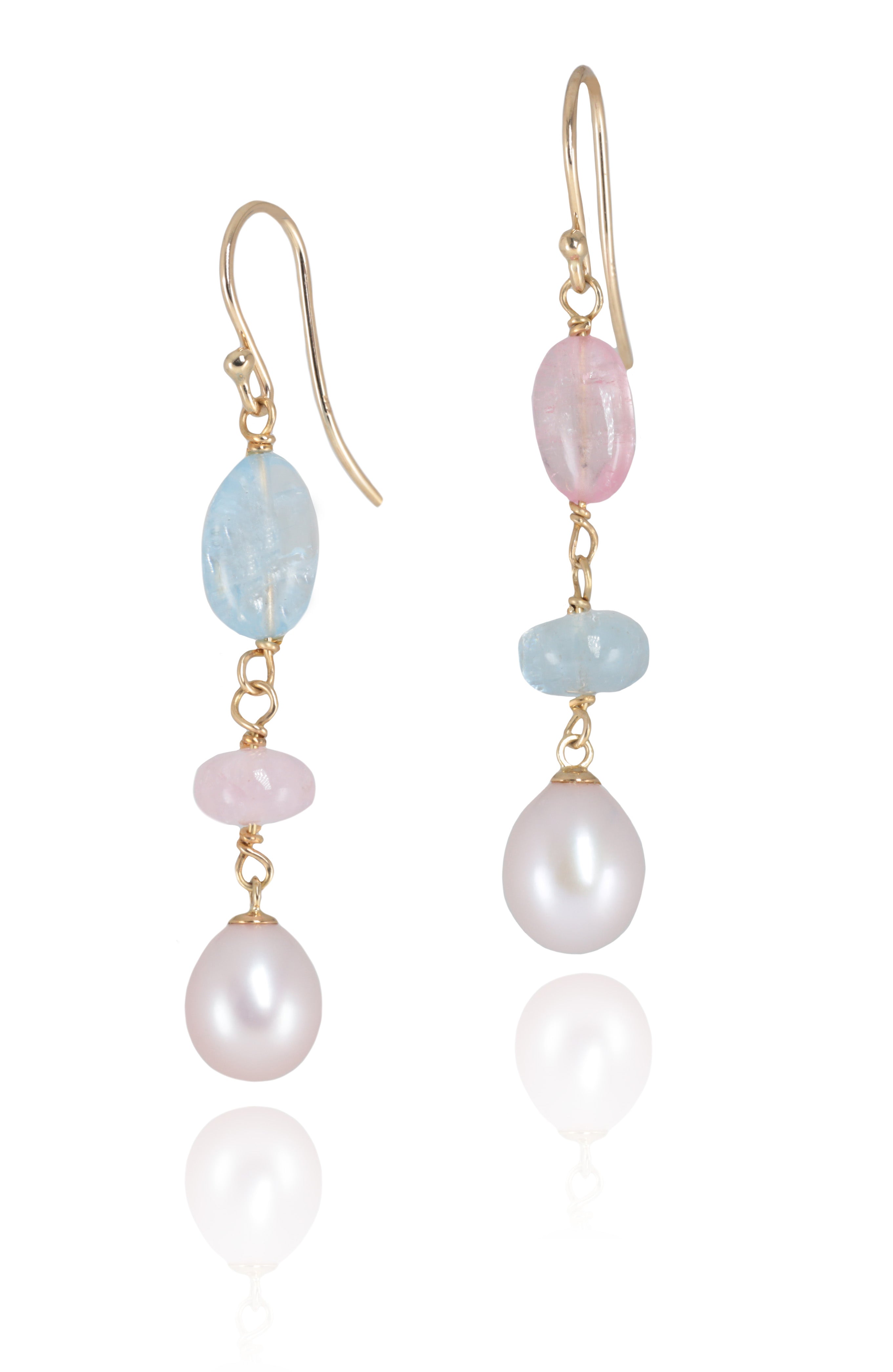 Pastel Gemstone and Freshwater Pearl Earrings