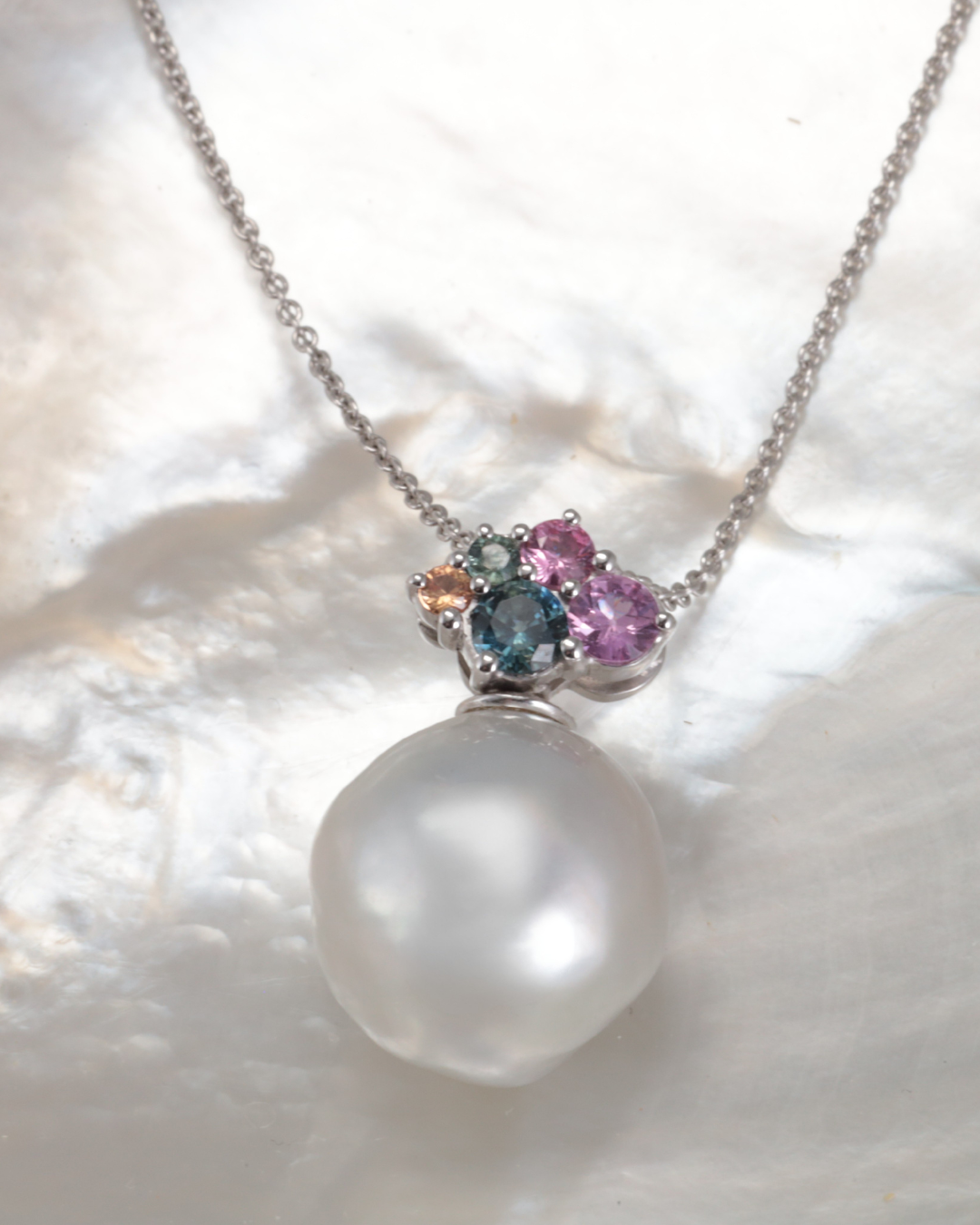 South Sea Baroque Pearl and Sapphire Necklace