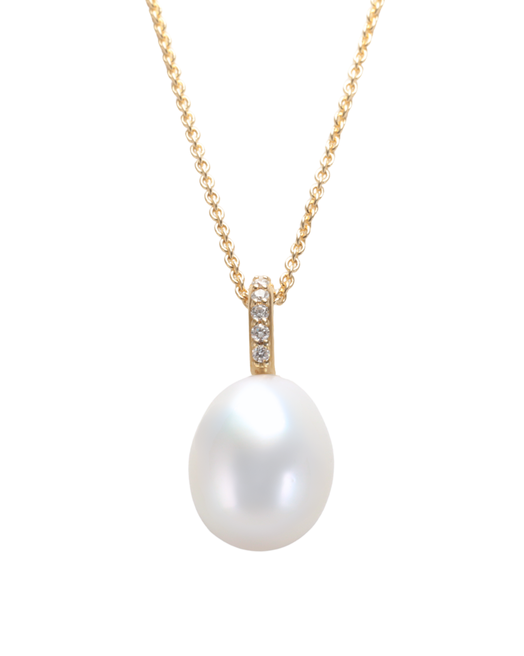 South Sea Pearl with natural diamond pendant, set in yellow gold, Zappacosta Jewels 