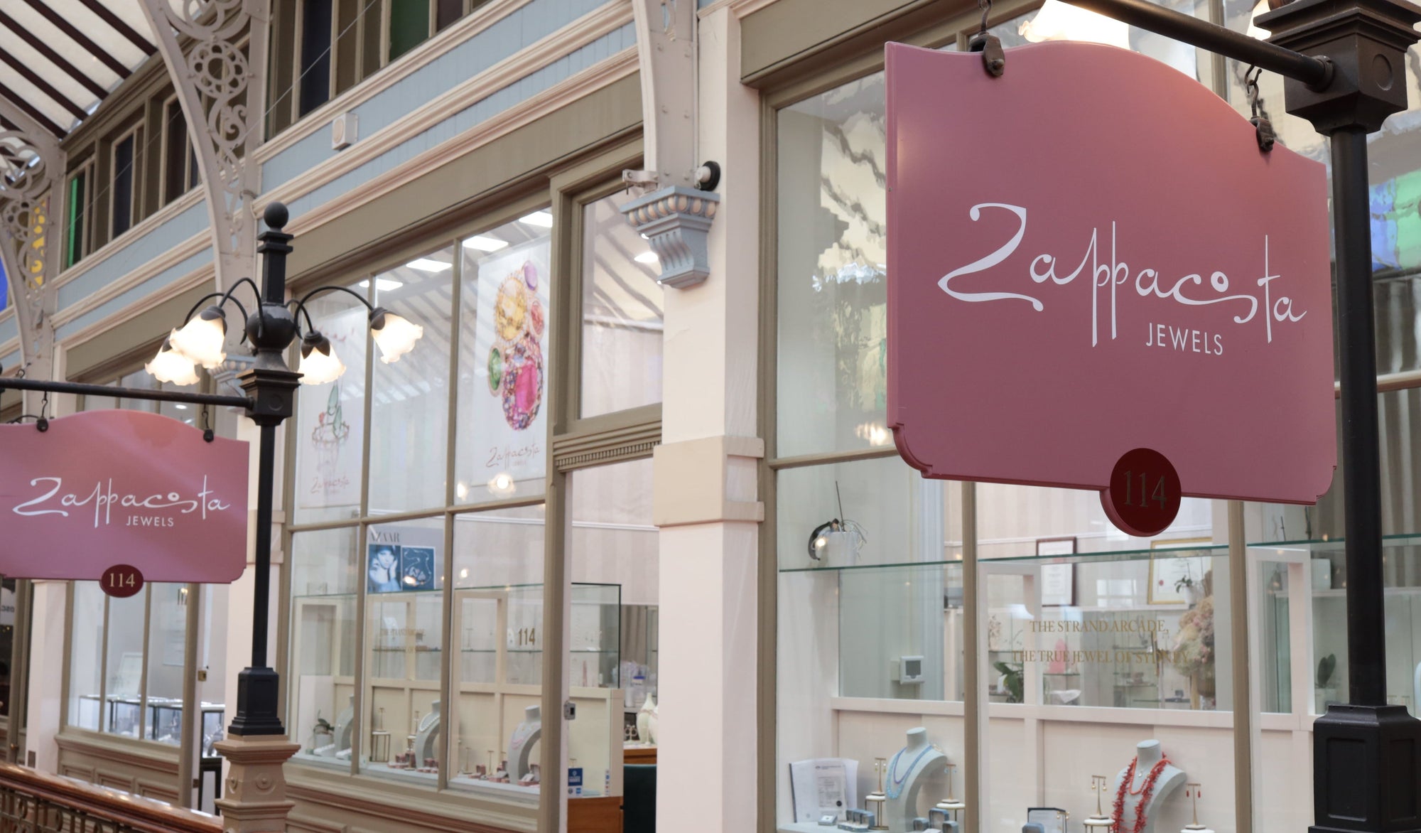 Zappacosta Jewels store front with glass windows displaying jewelry