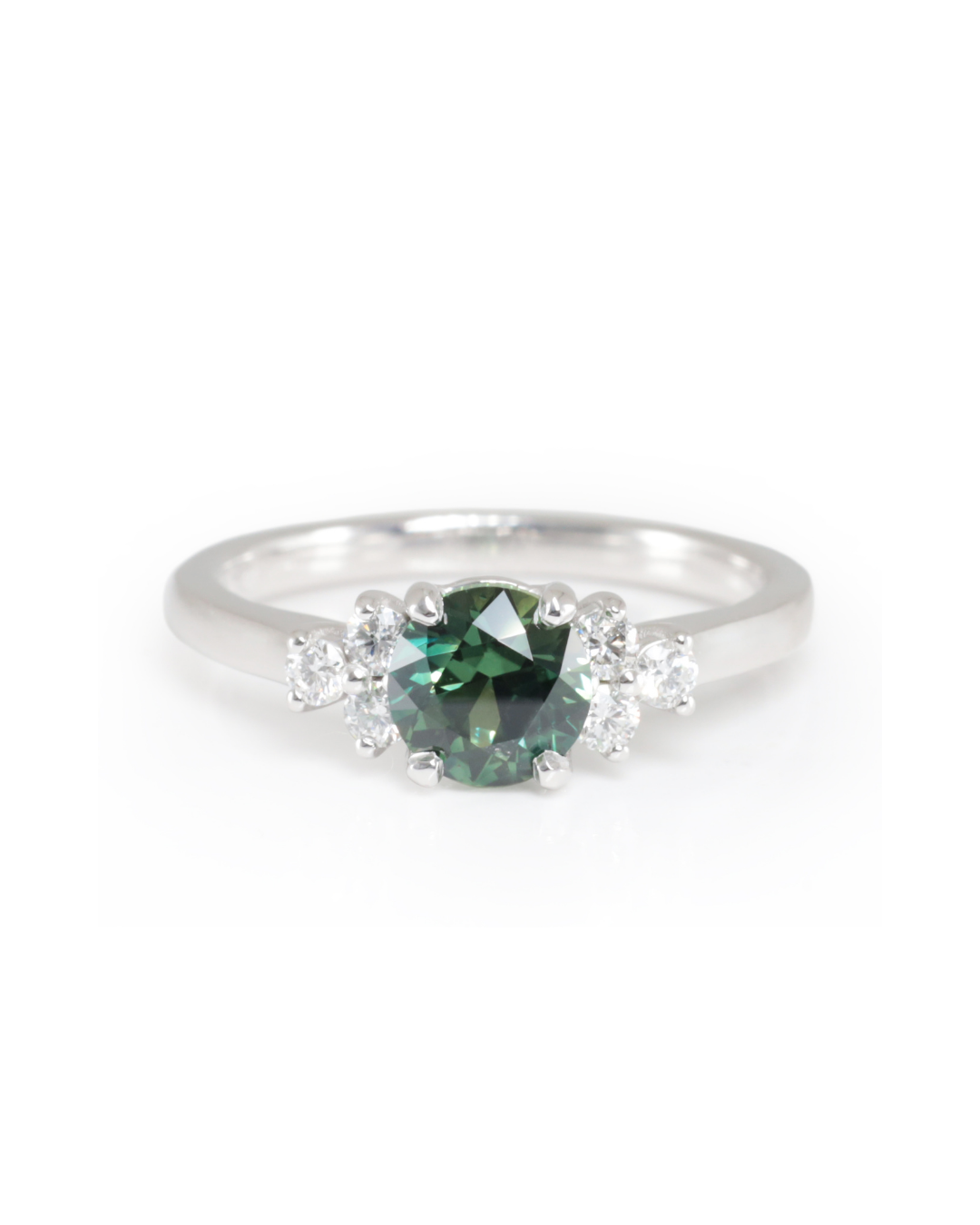 Australian Green Sapphire and Diamond Ring in Platinum