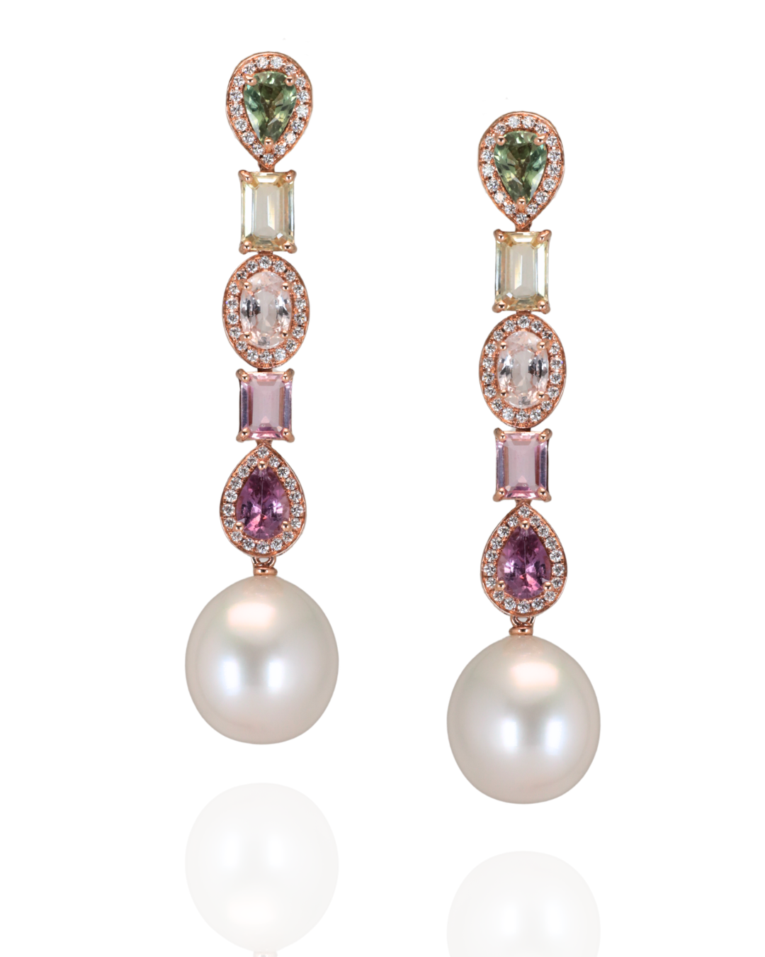 Natural Sapphire Earrings with Pearl and Diamond