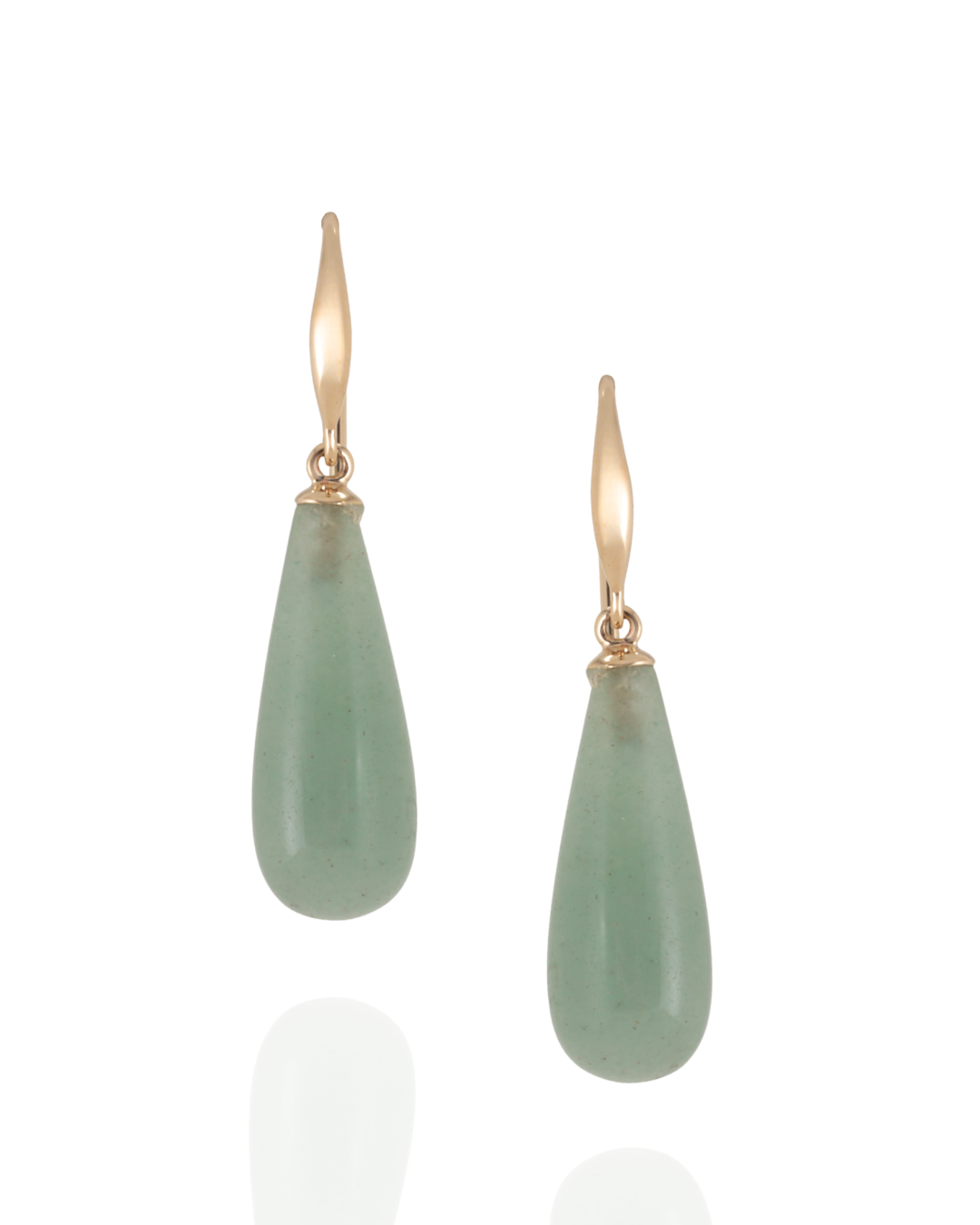 Aventurine Earrings set in Yellow Gold