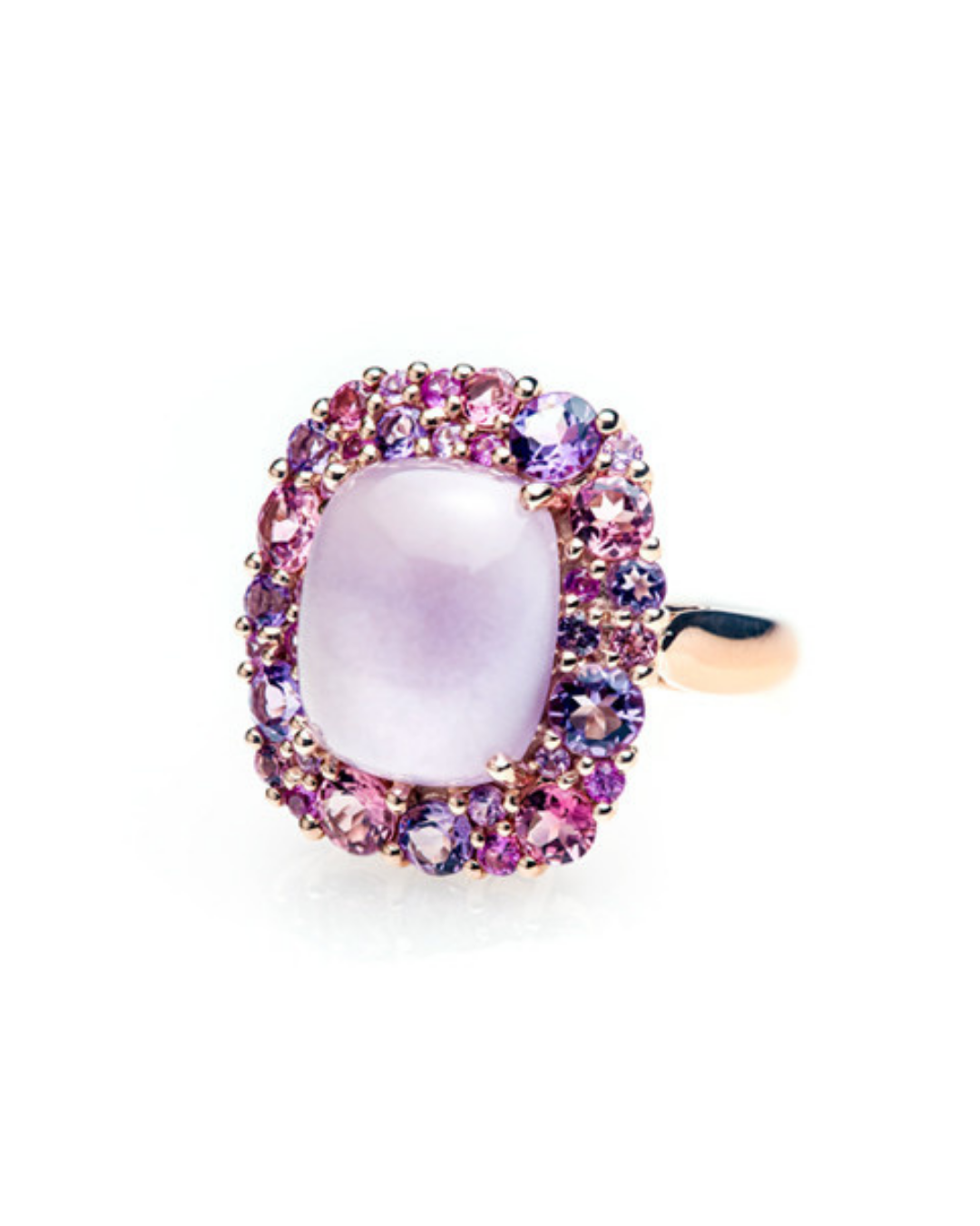 Emotion Coussin - Isabelle Langlois Cabochon Rose de France Amethyst ring by Isabelle Langlois in Rose gold.