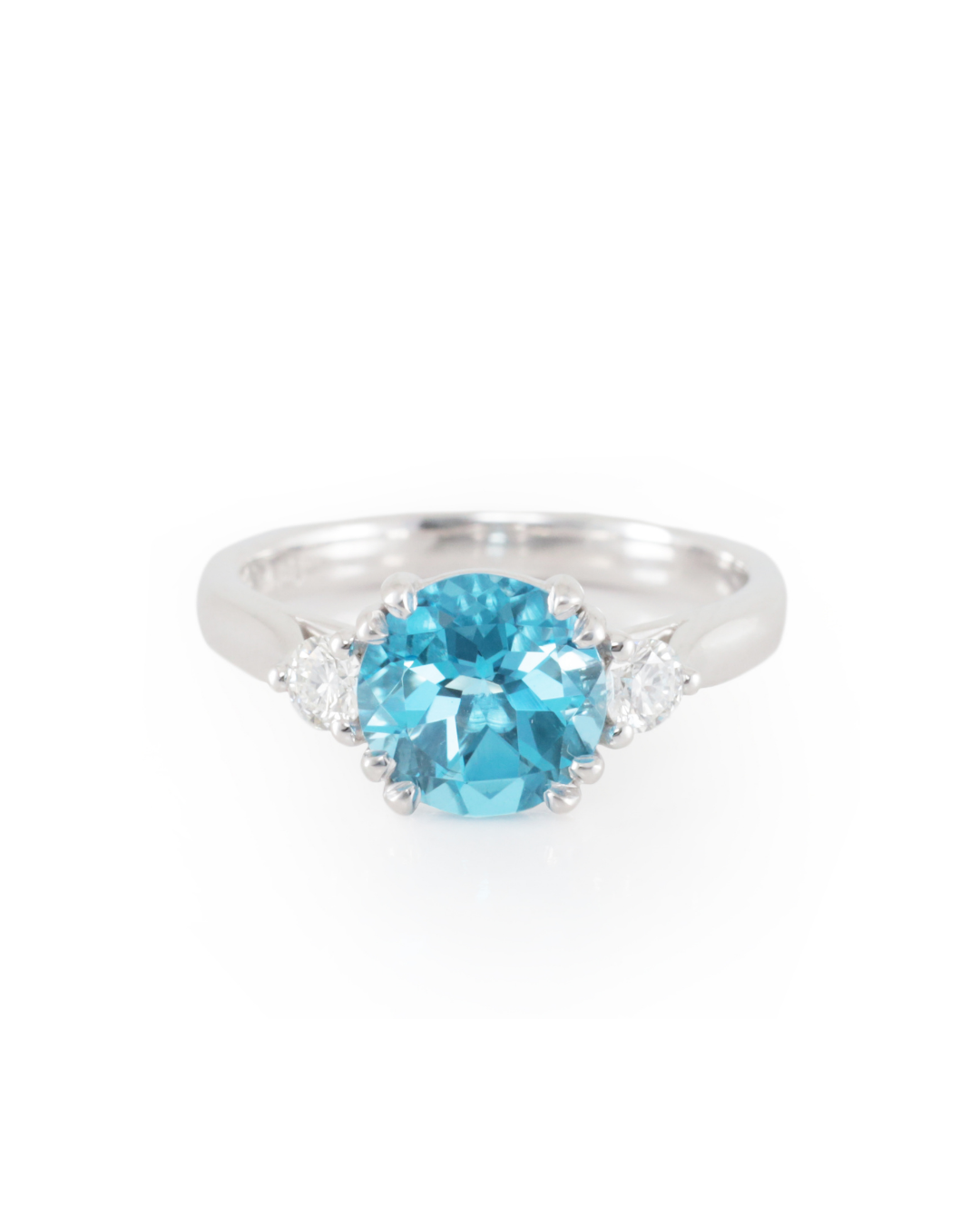 Blue Topaz and Diamond Ring in White Gold