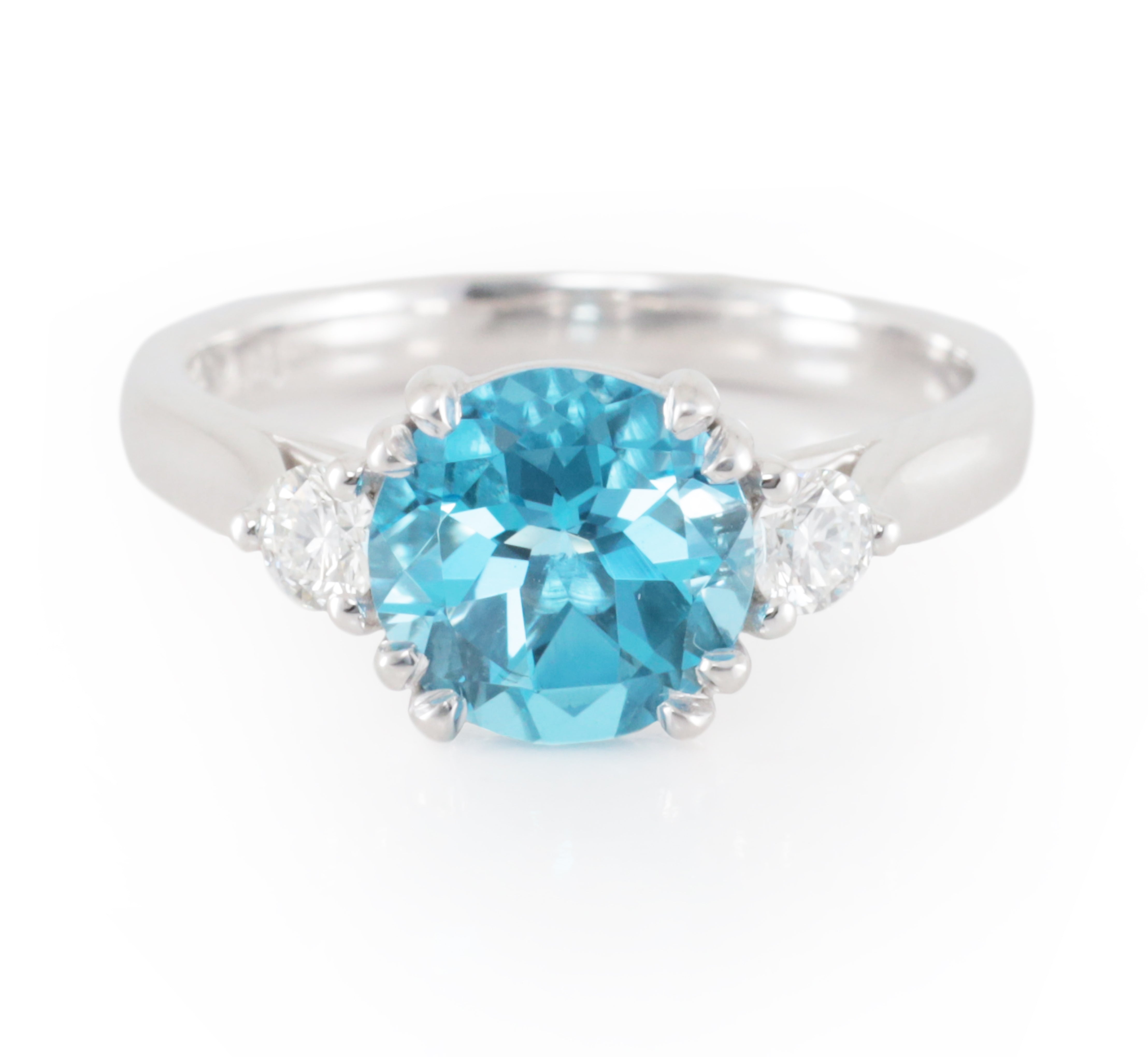 Blue Topaz and Diamond Ring in White Gold
