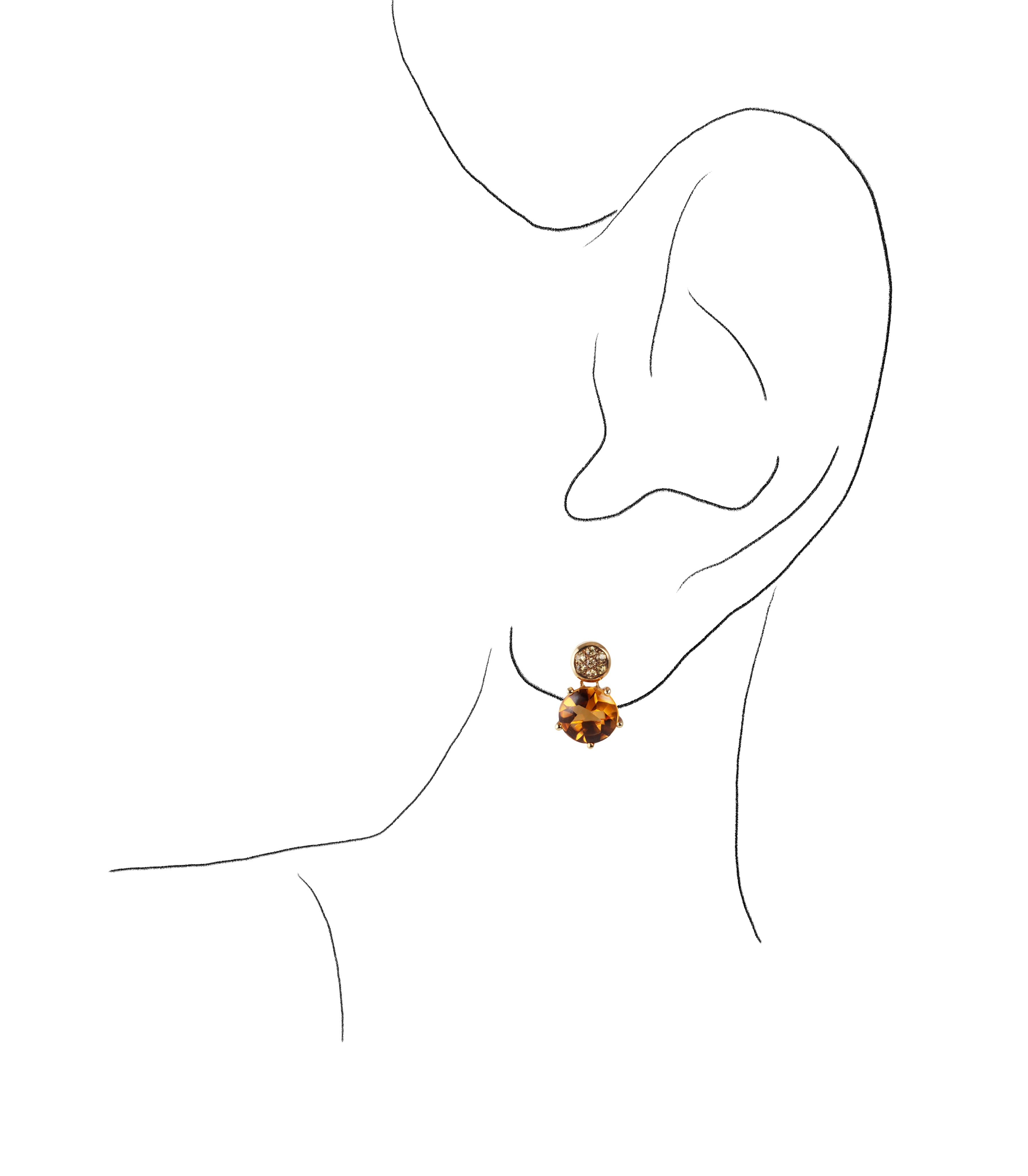 Macarons- Isabelle Langlois- Paris- Citrine and Golden Sapphire Earrings in Yellow Gold