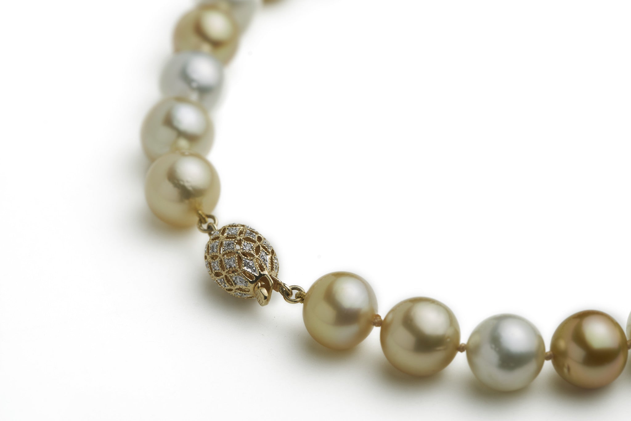 Natural, White, Champagne and Golden South Sea Pearls Necklace