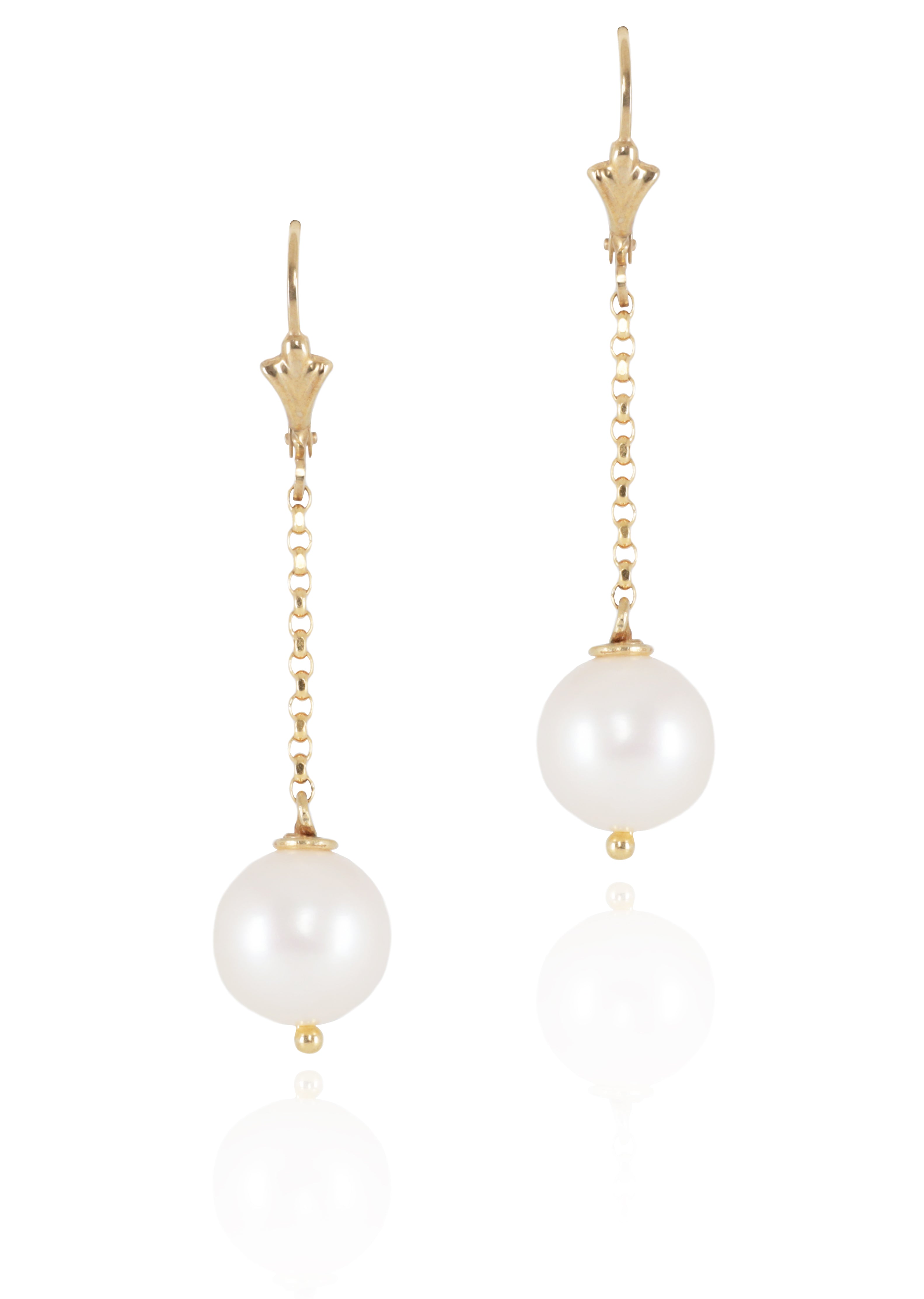 Freshwater Pearl, 9K and 18K Yellow Gold Earrings