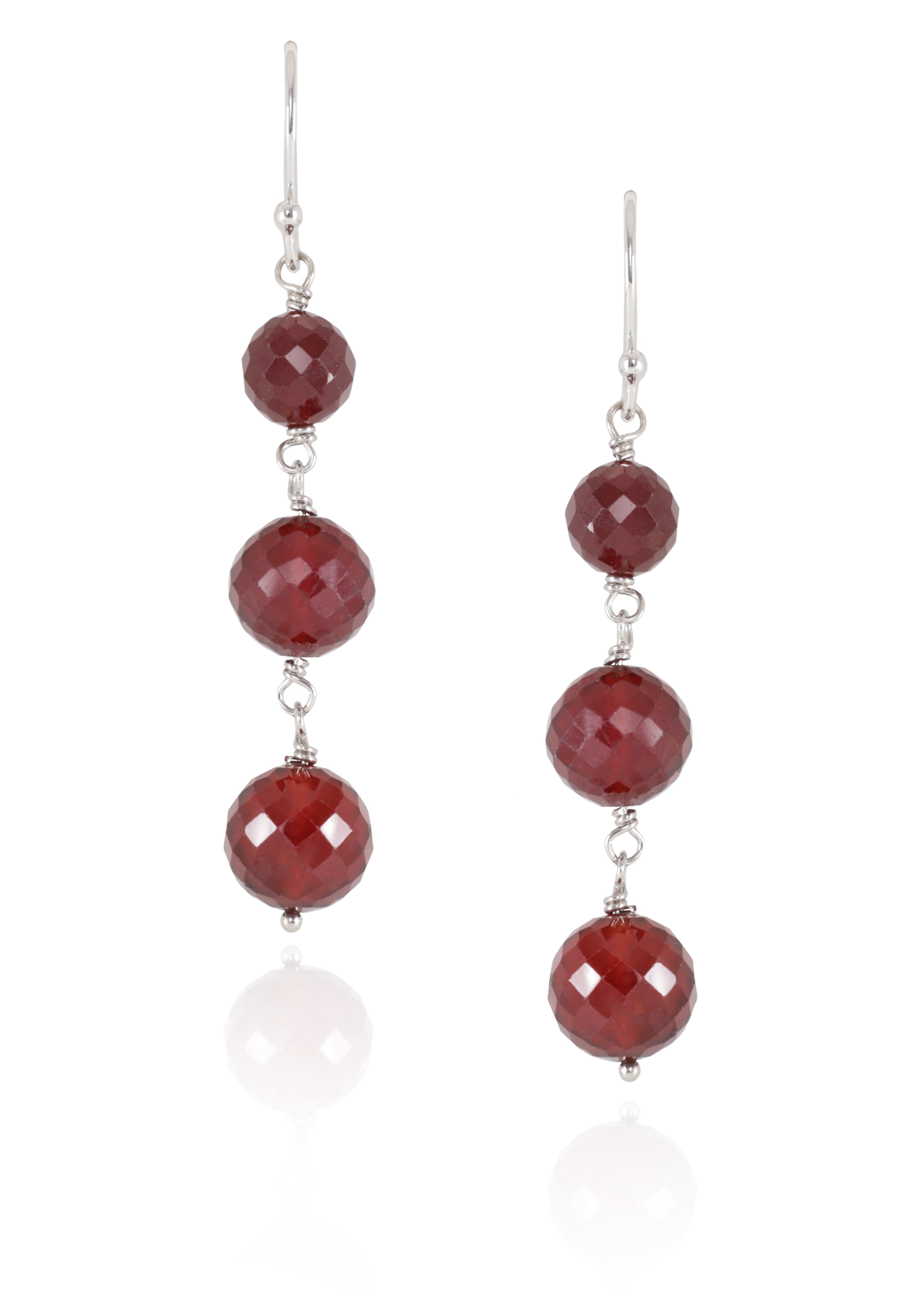 Garnet Drops in White Gold