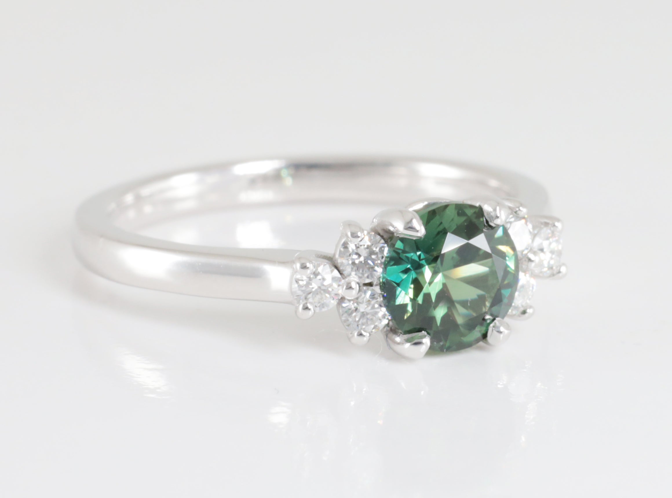 Australian Green Sapphire and Diamond Ring in Platinum