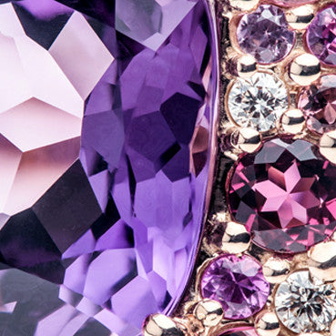 Emotion Coussin - Multi-Gemstone Amethyst and Diamond Ring by Isabelle Langlois