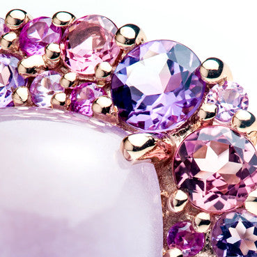 Emotion Coussin - Isabelle Langlois Cabochon Rose de France Amethyst ring by Isabelle Langlois in Rose gold.
