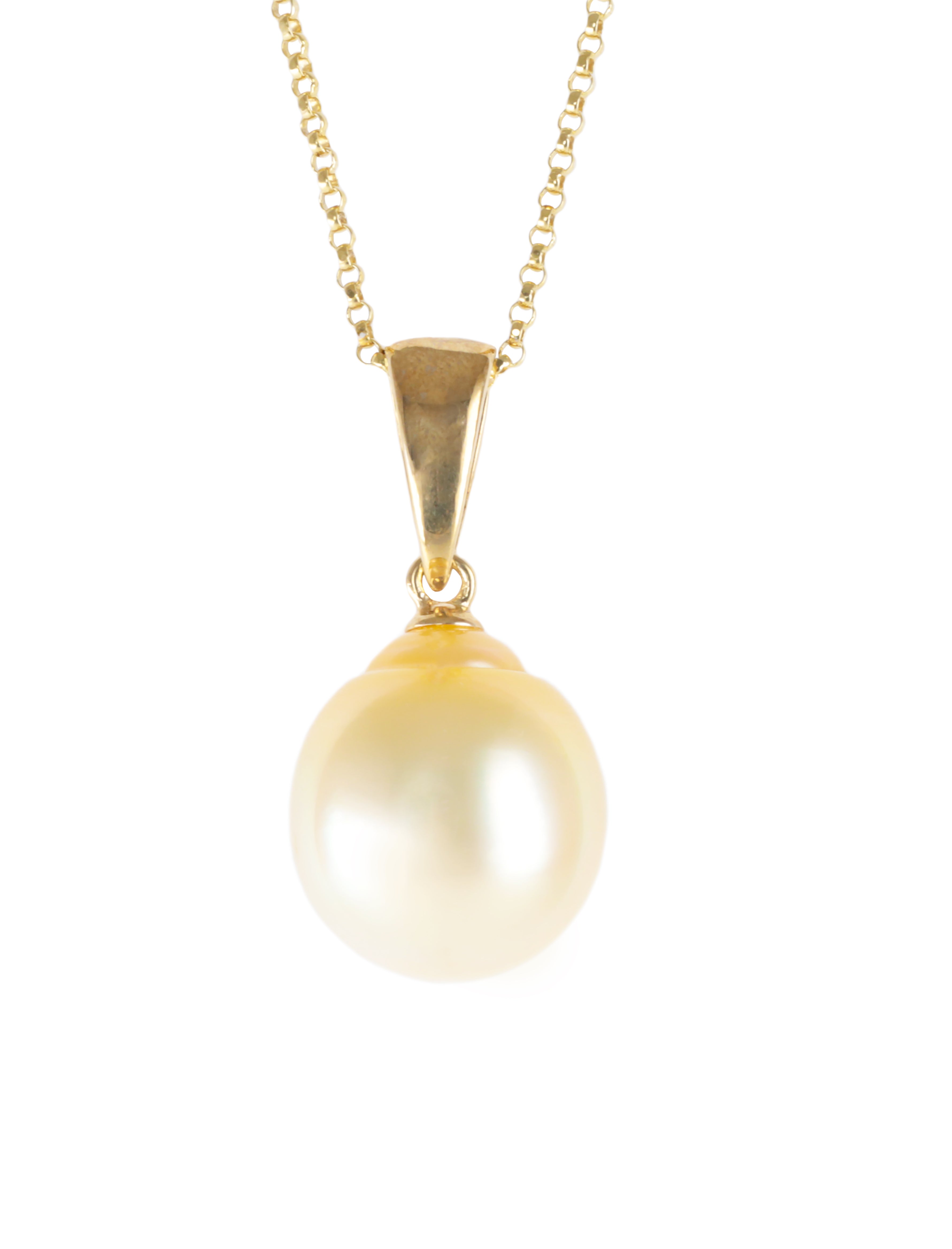 Golden South Sea Pearl Pendant in Yellow Gold