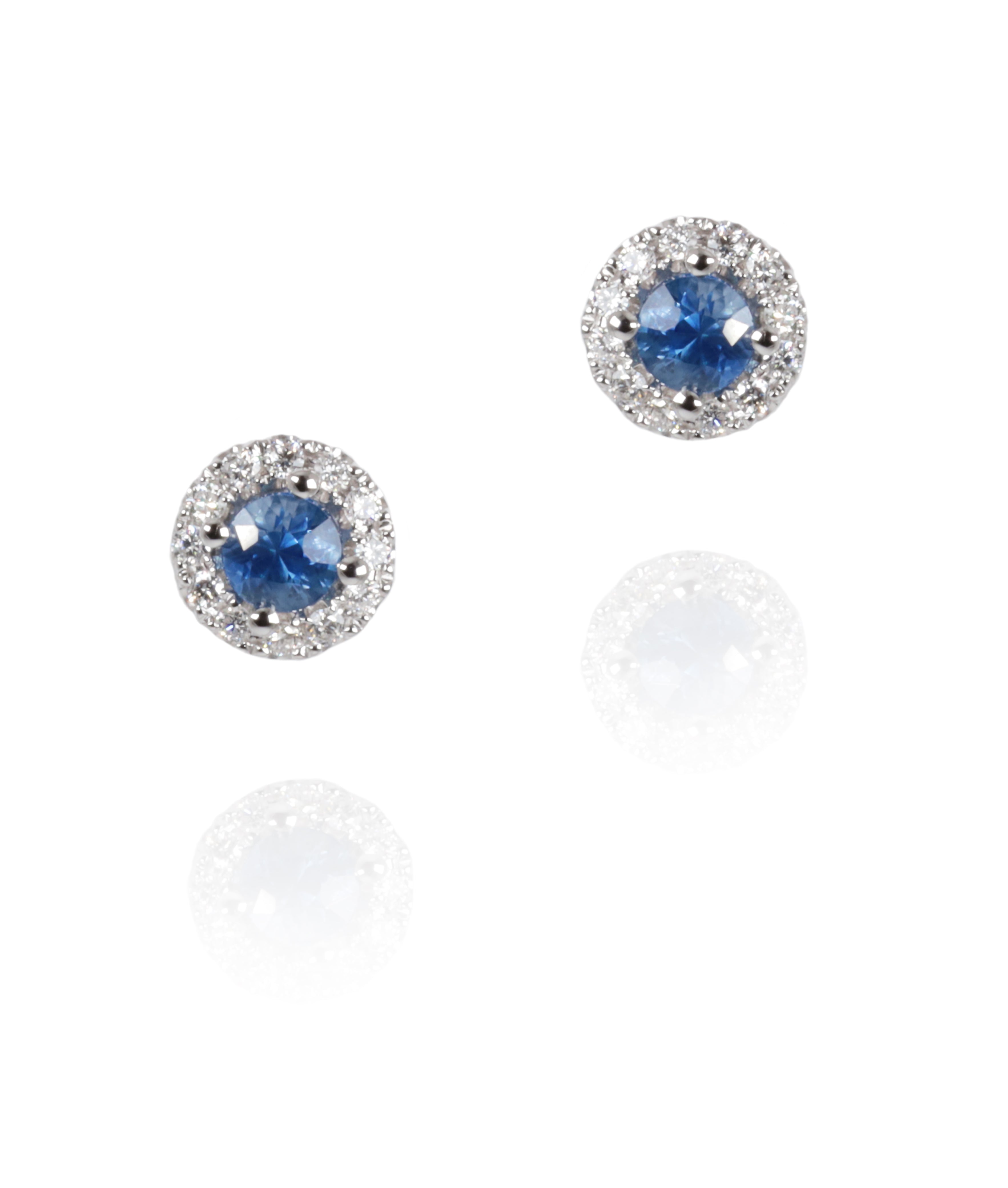 Ceylon Blue Sapphire Studs with Diamonds