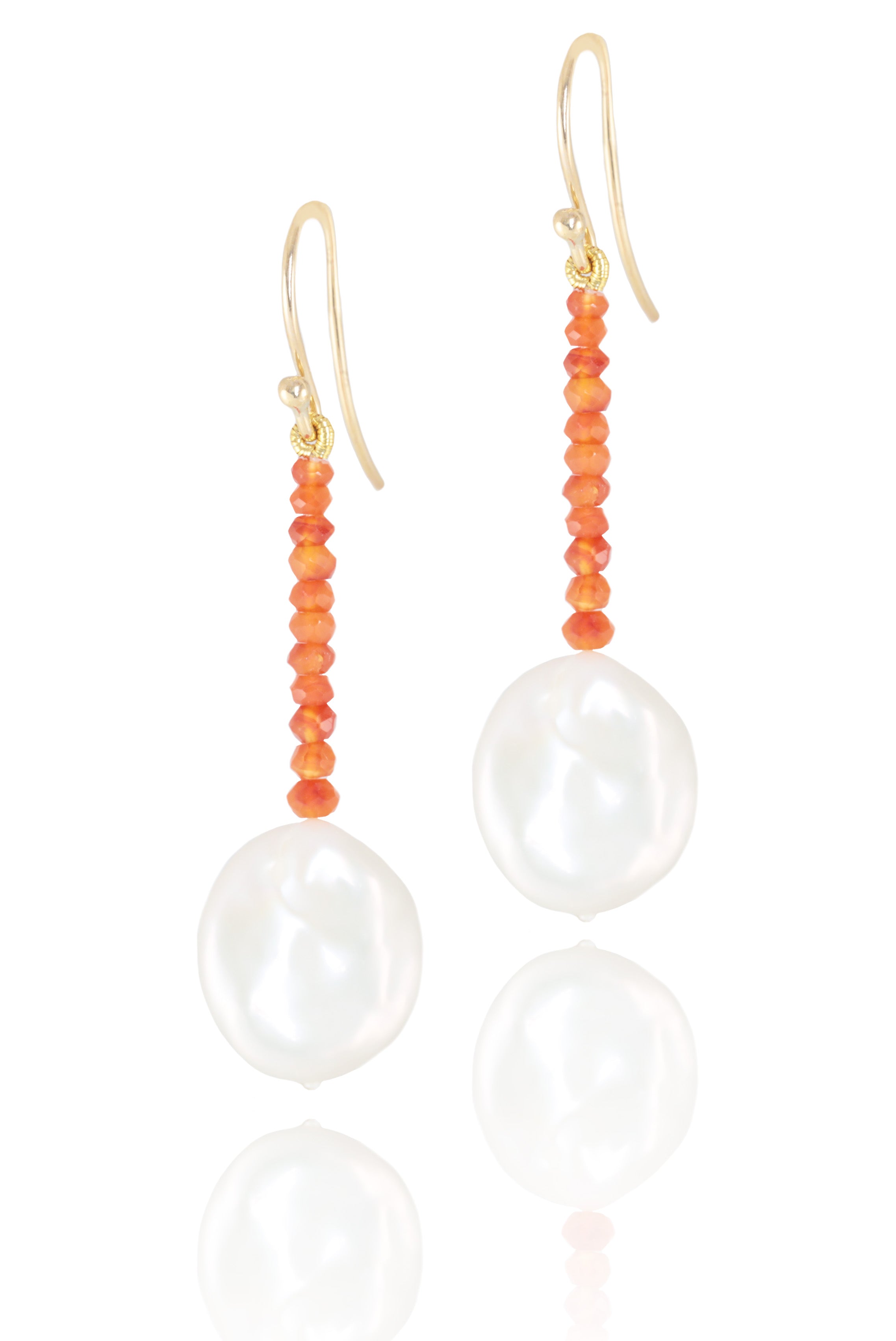 Coin Pearl With Carnelian Earrings