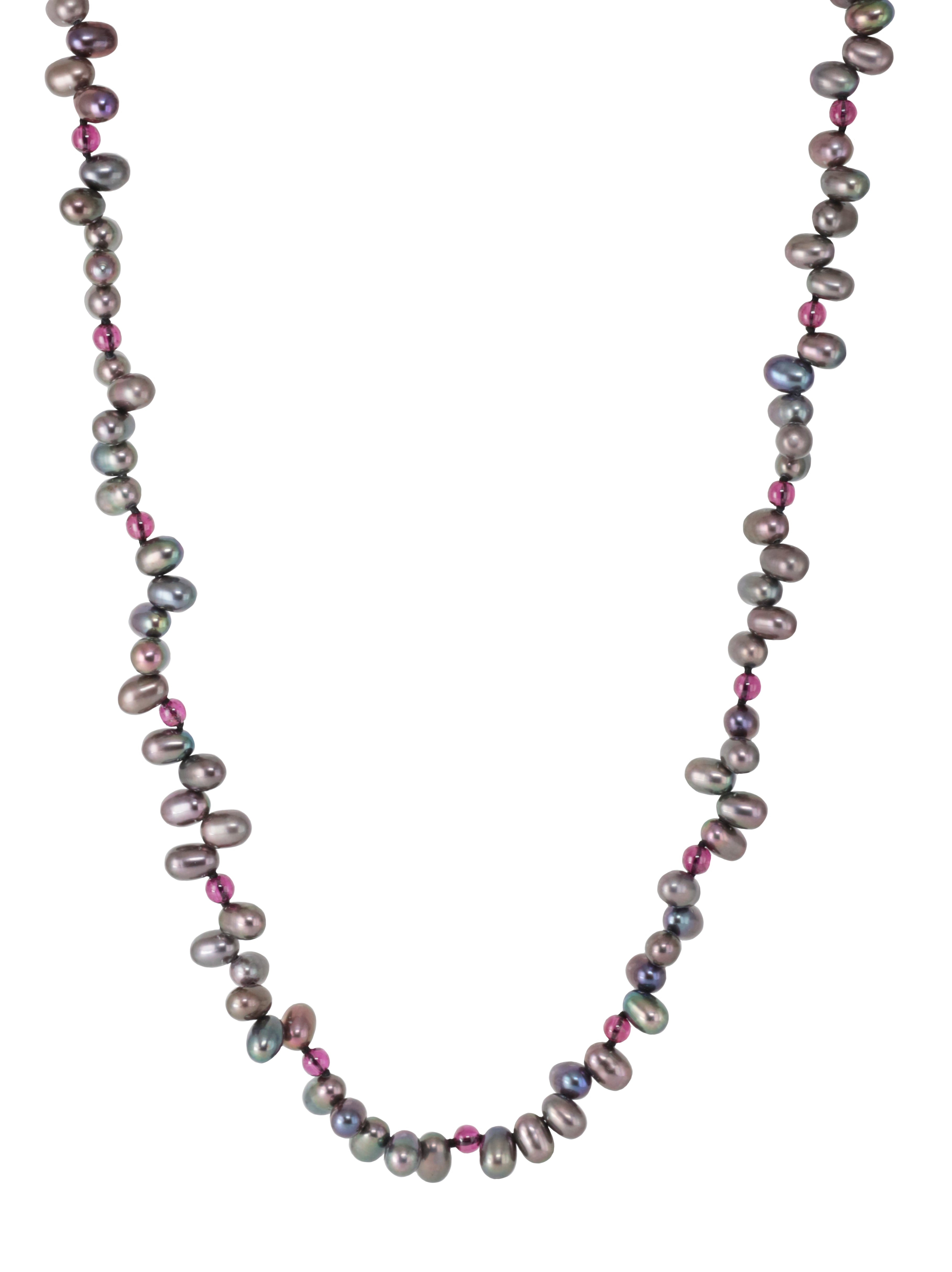Black freshwater pearl and garnet necklace