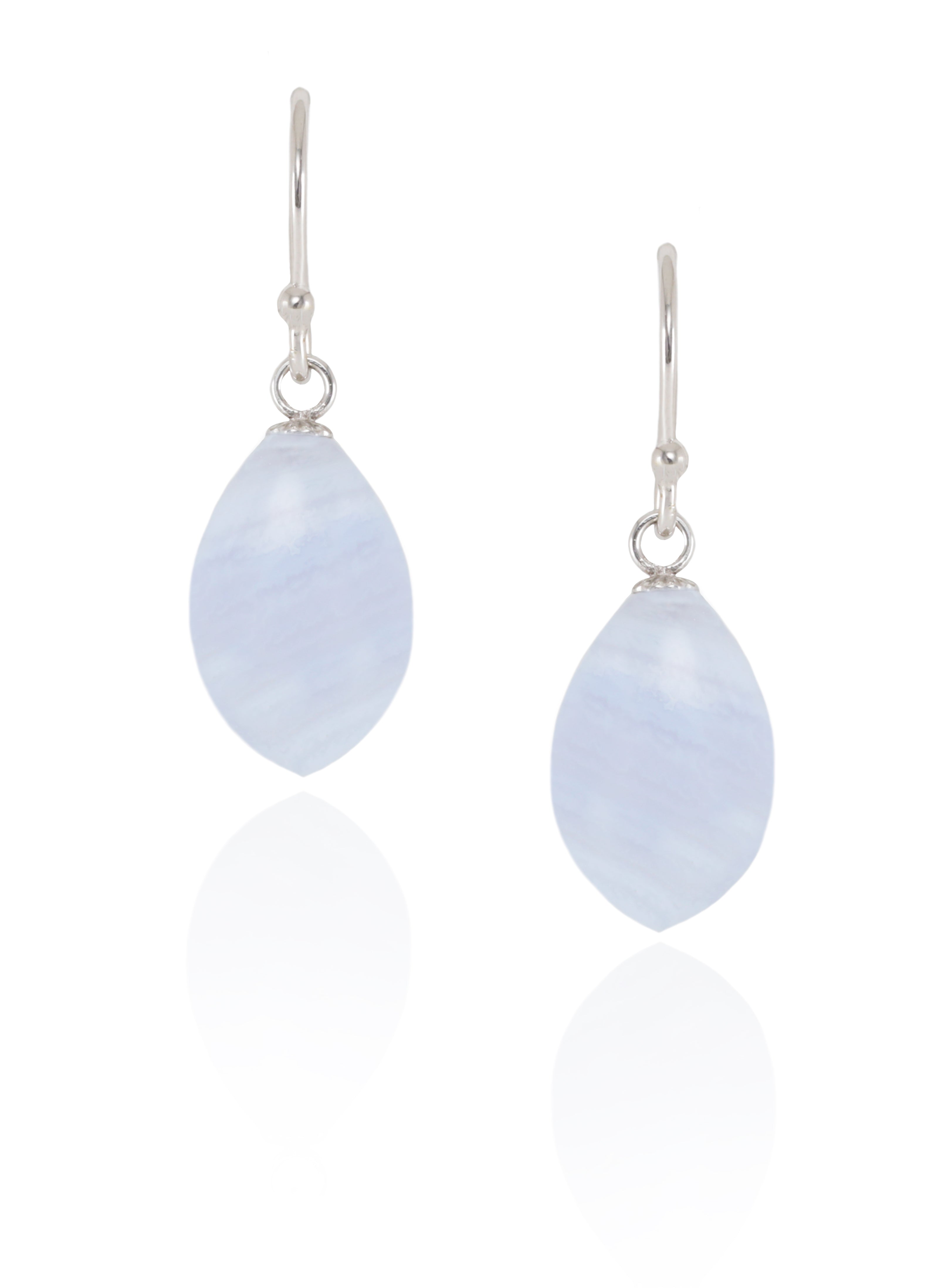 Lace Agate Leafy Drops in White Gold