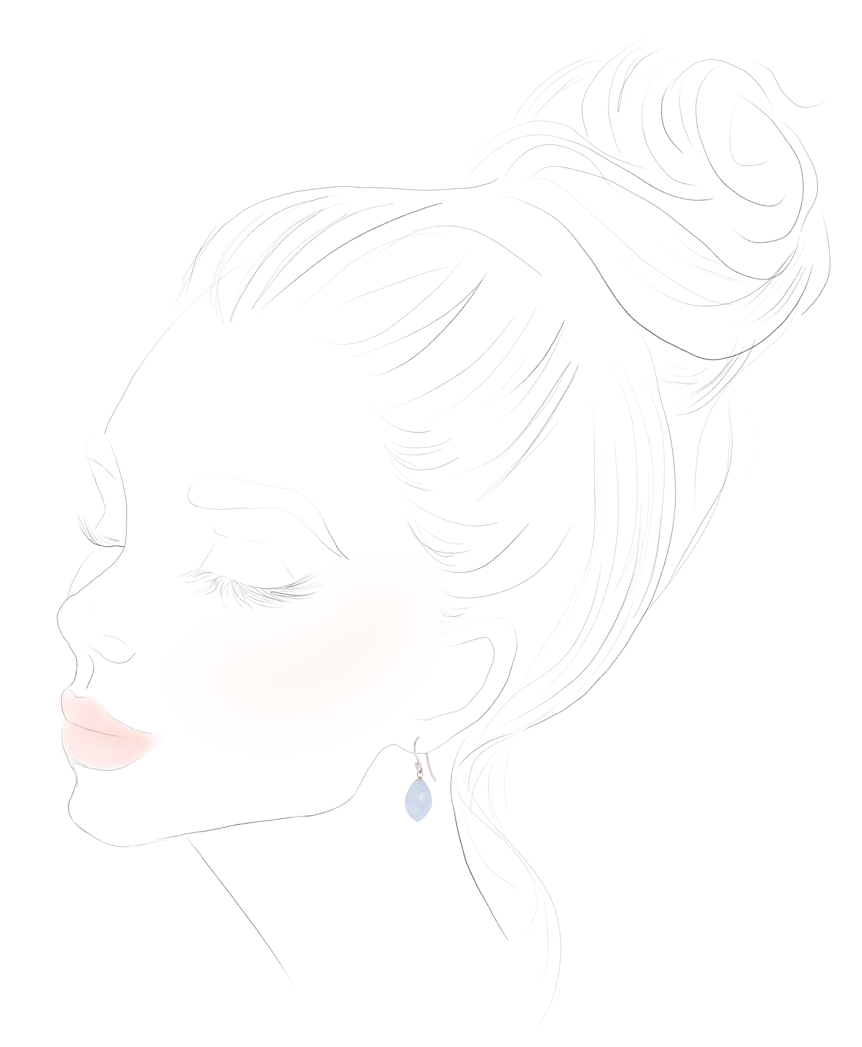 Lace Agate Leafy Drops in White Gold