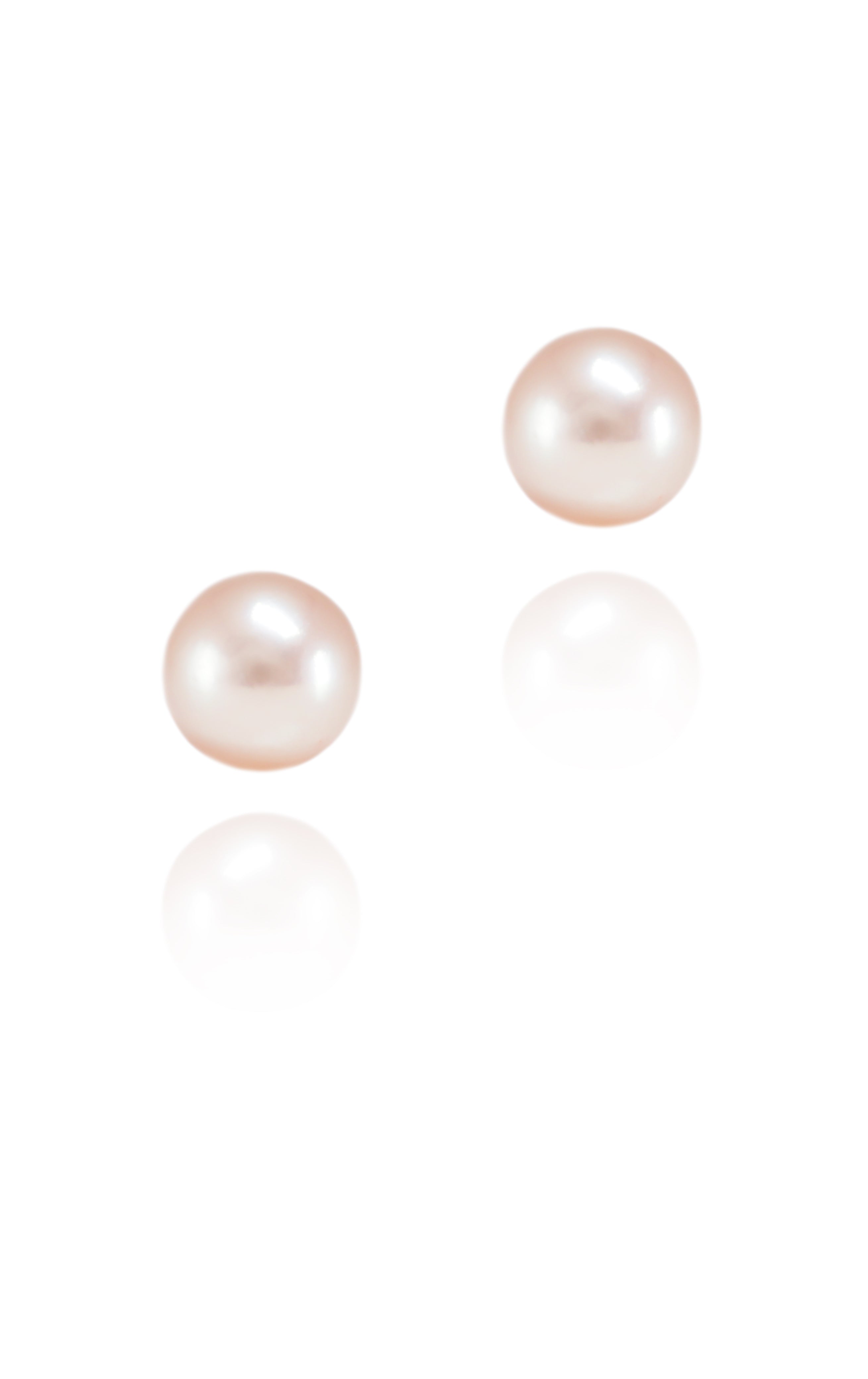 8.5mm Round Pink Freshwater Pearl Studs