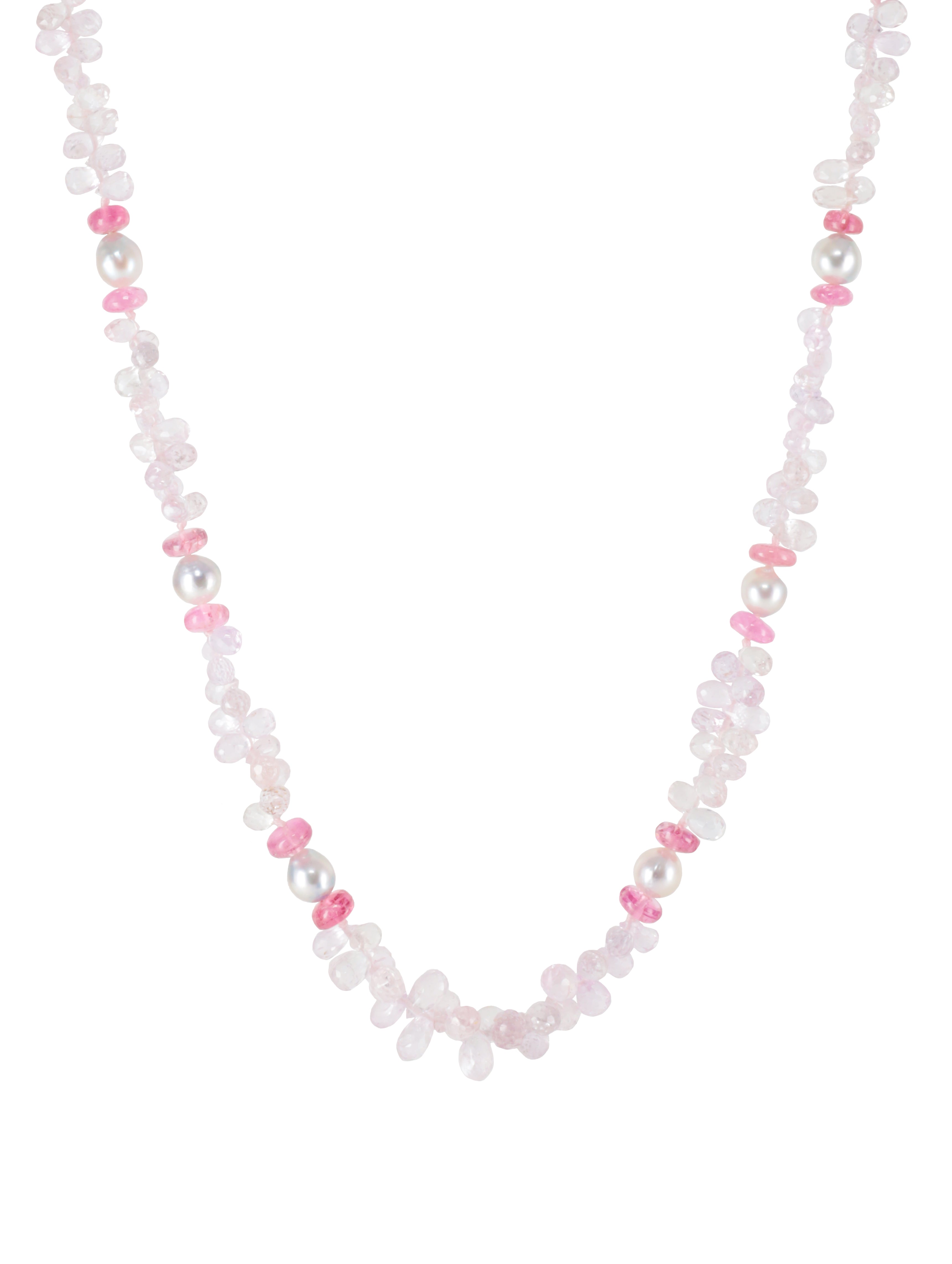Pink Sapphire, Akoya Pearl, Tourmaline Necklace