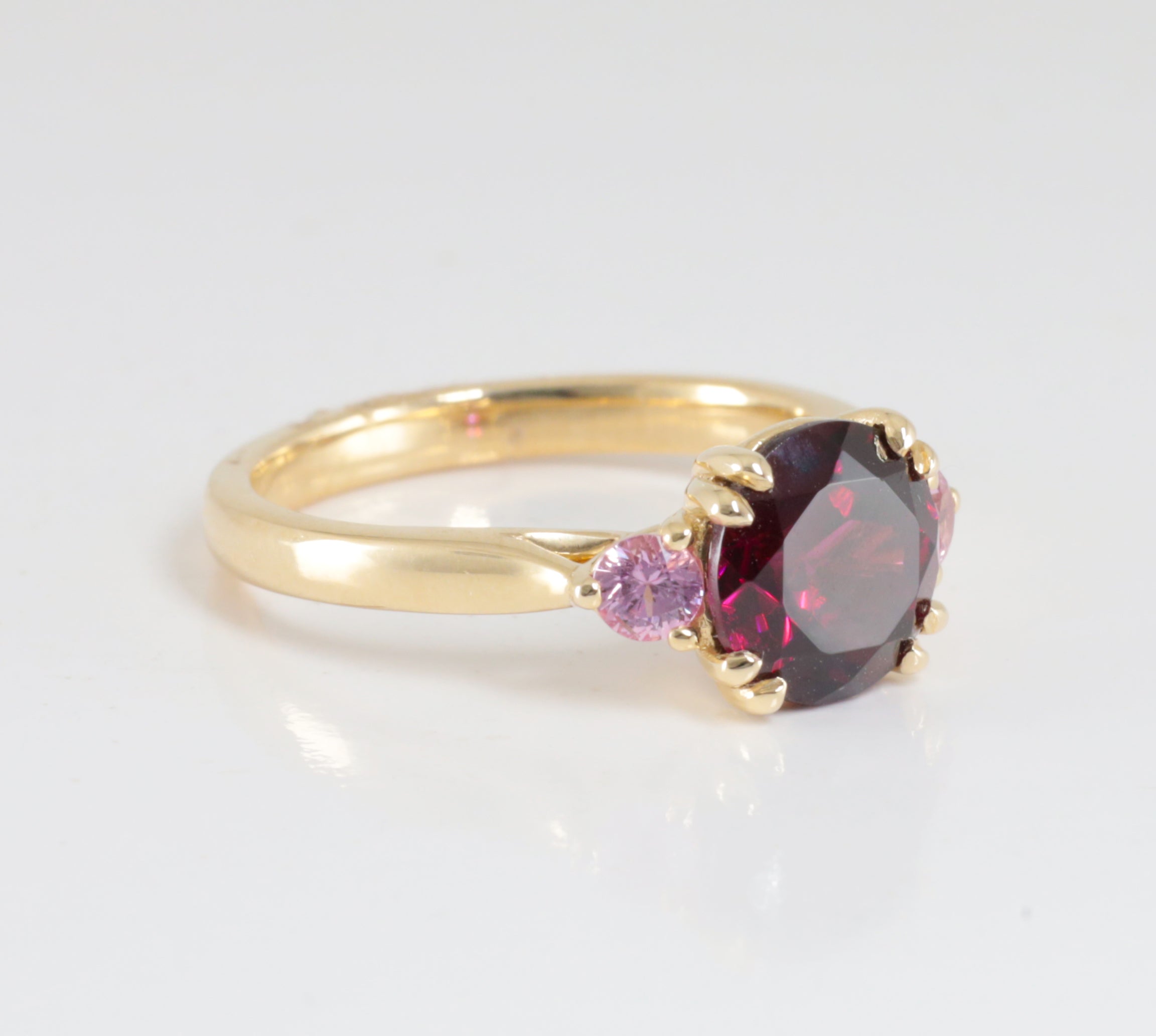 Rhodolite Garnet and Pink Sapphire Ring in Yellow Gold