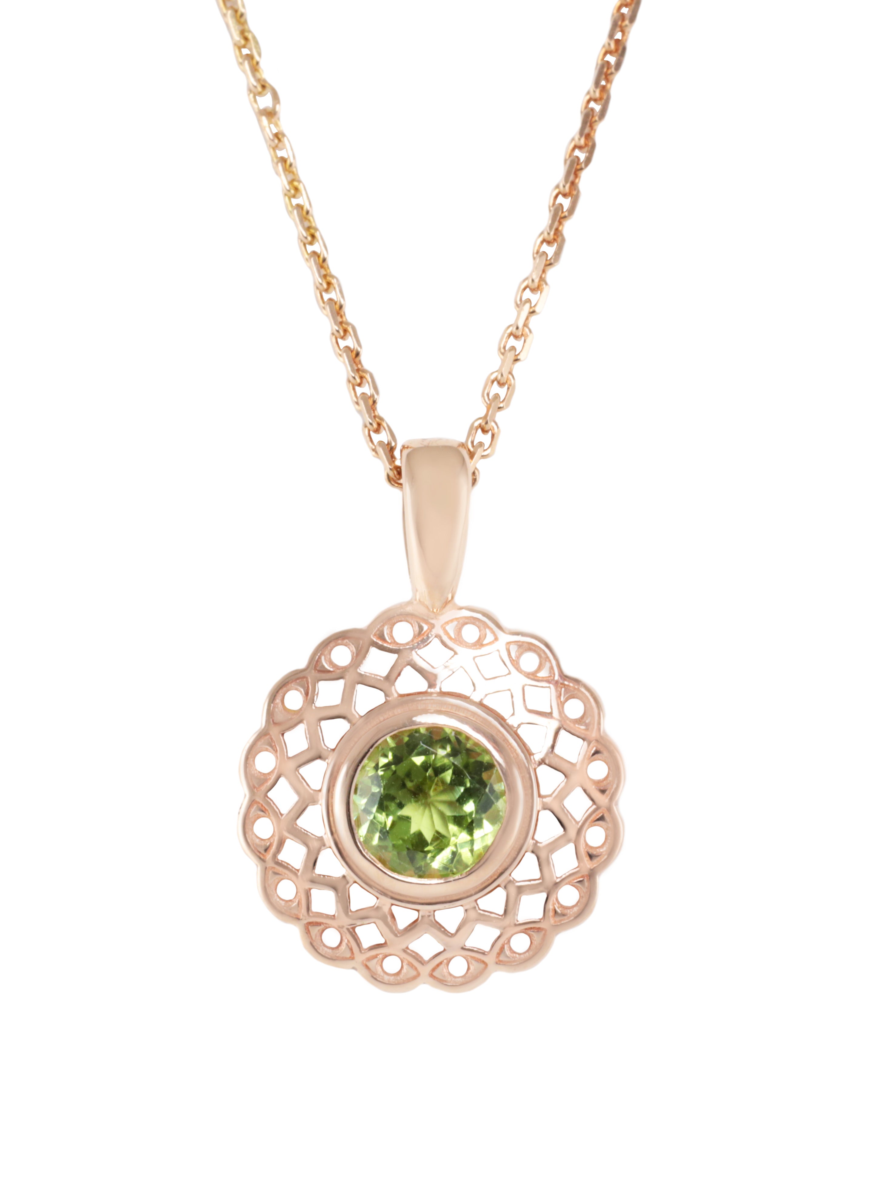 Round Filigree Pendant with Peridot