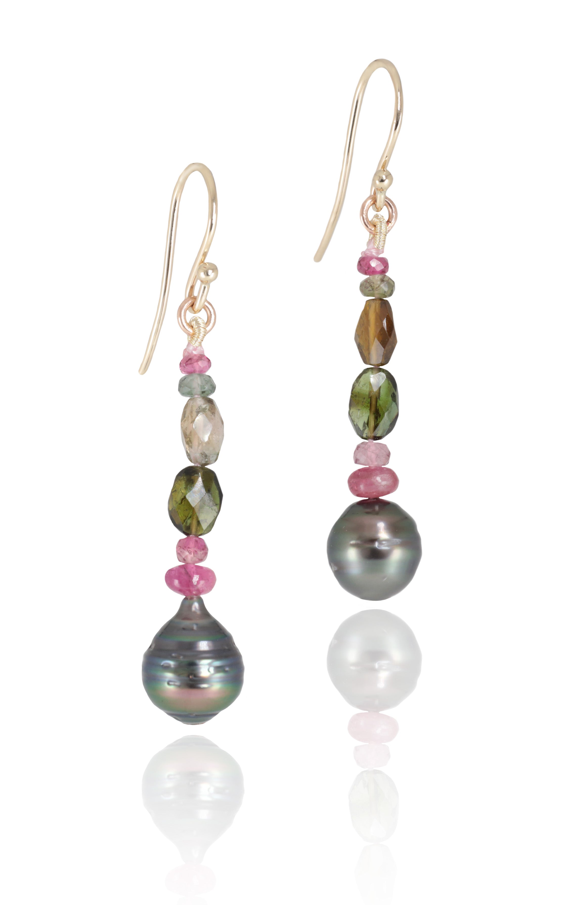 Tahitian Pearl and Tourmaline Earrings