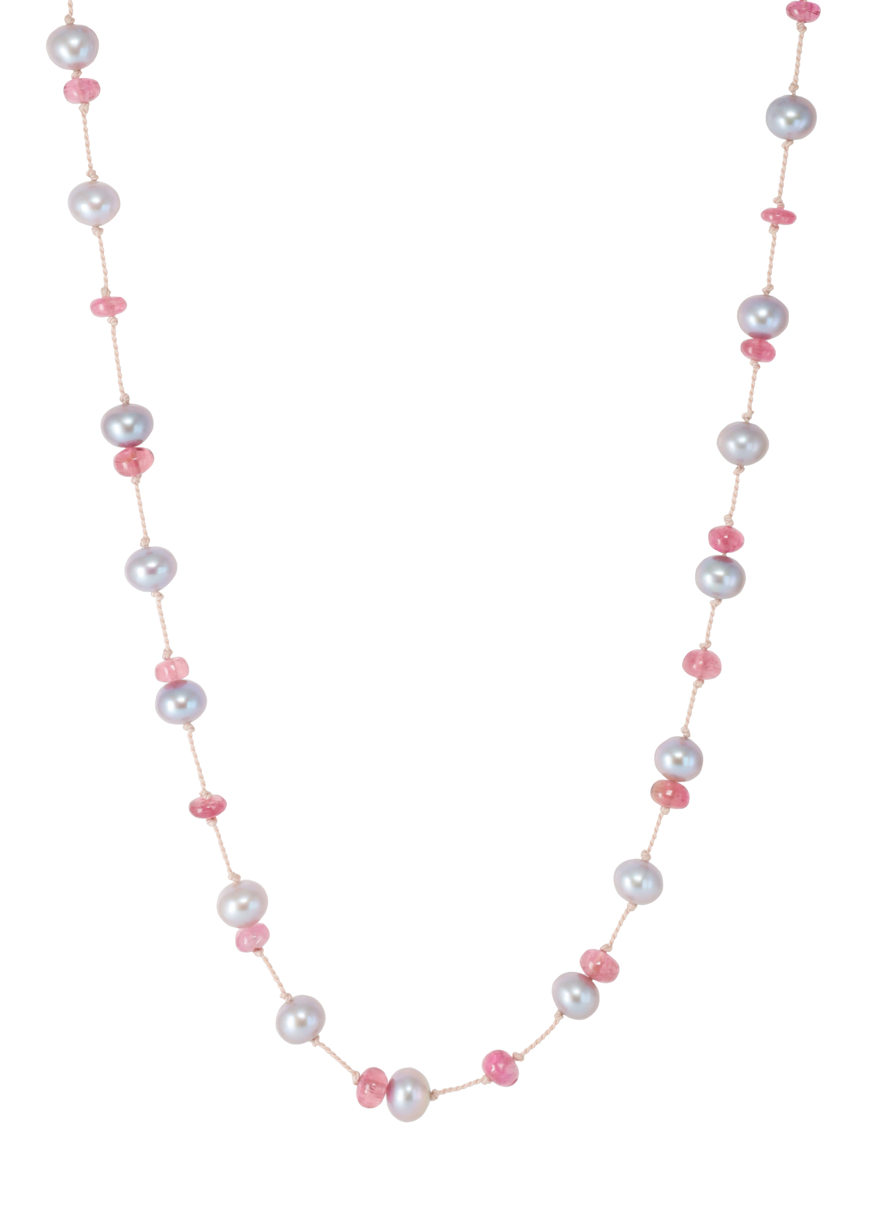 Tincup Tourmaline Silver Freshwater Pearl Necklace