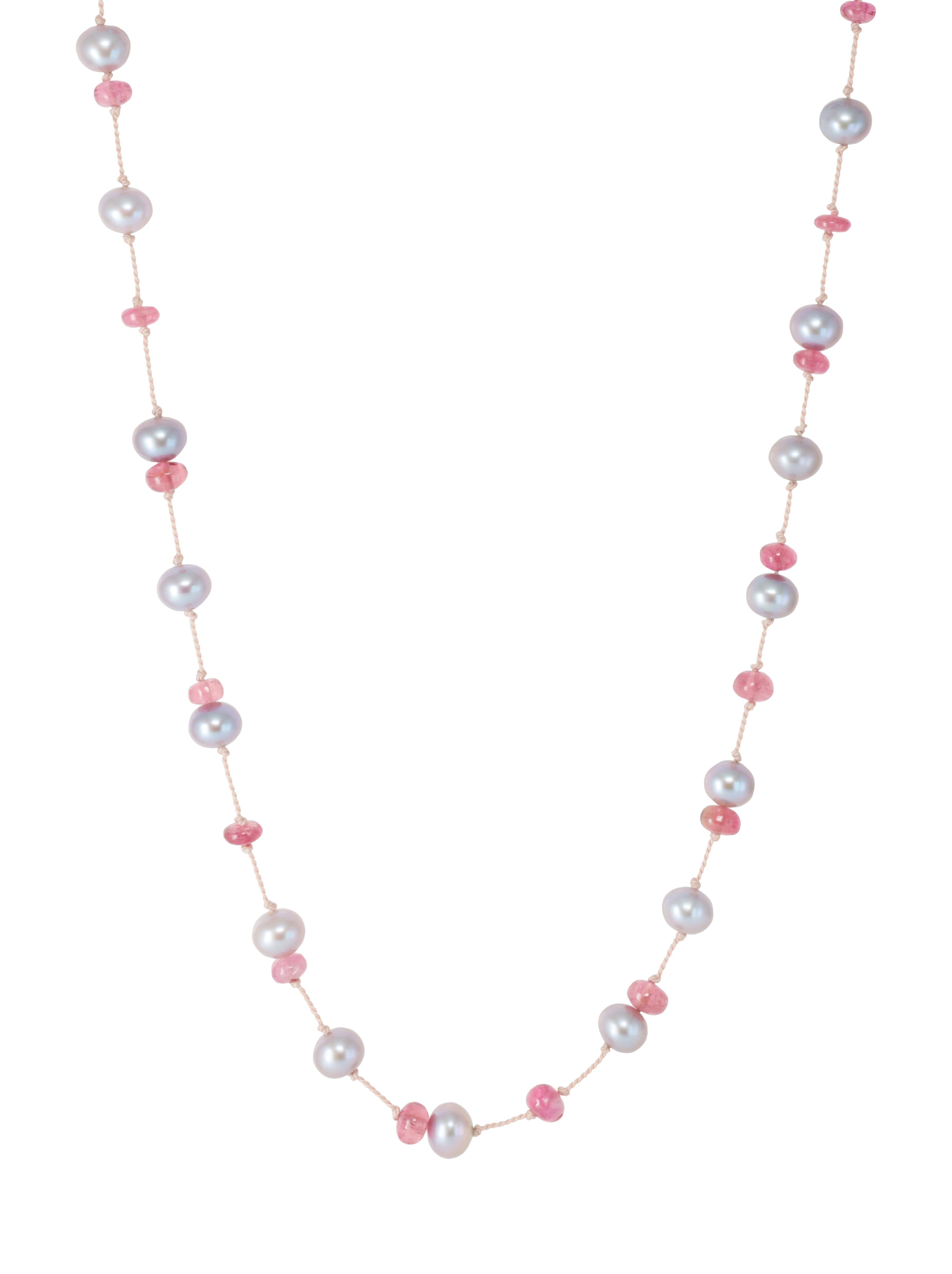 Tincup Tourmaline Silver Freshwater Pearl Necklace